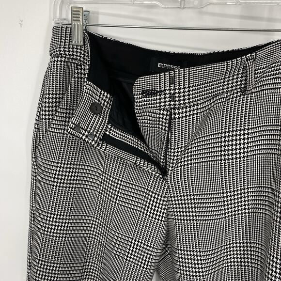Express Columnist Ankle Pants Women size 4 Black Plaid Mid Rise Stretch - Picture 6 of 11